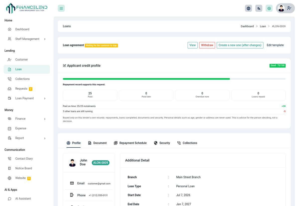 A loan page