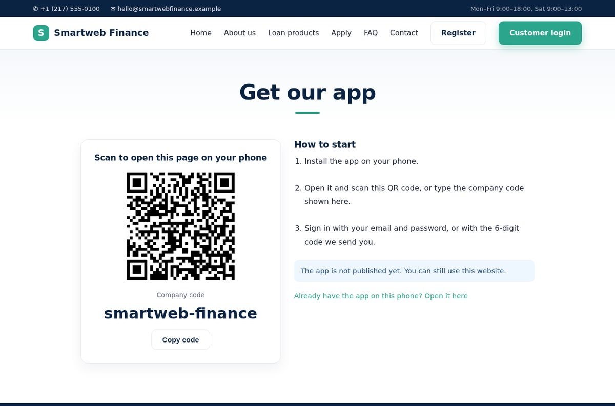 The Get our app page