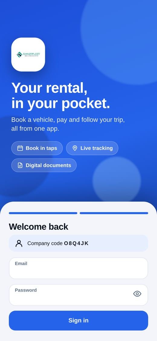 The welcome and sign-in screen