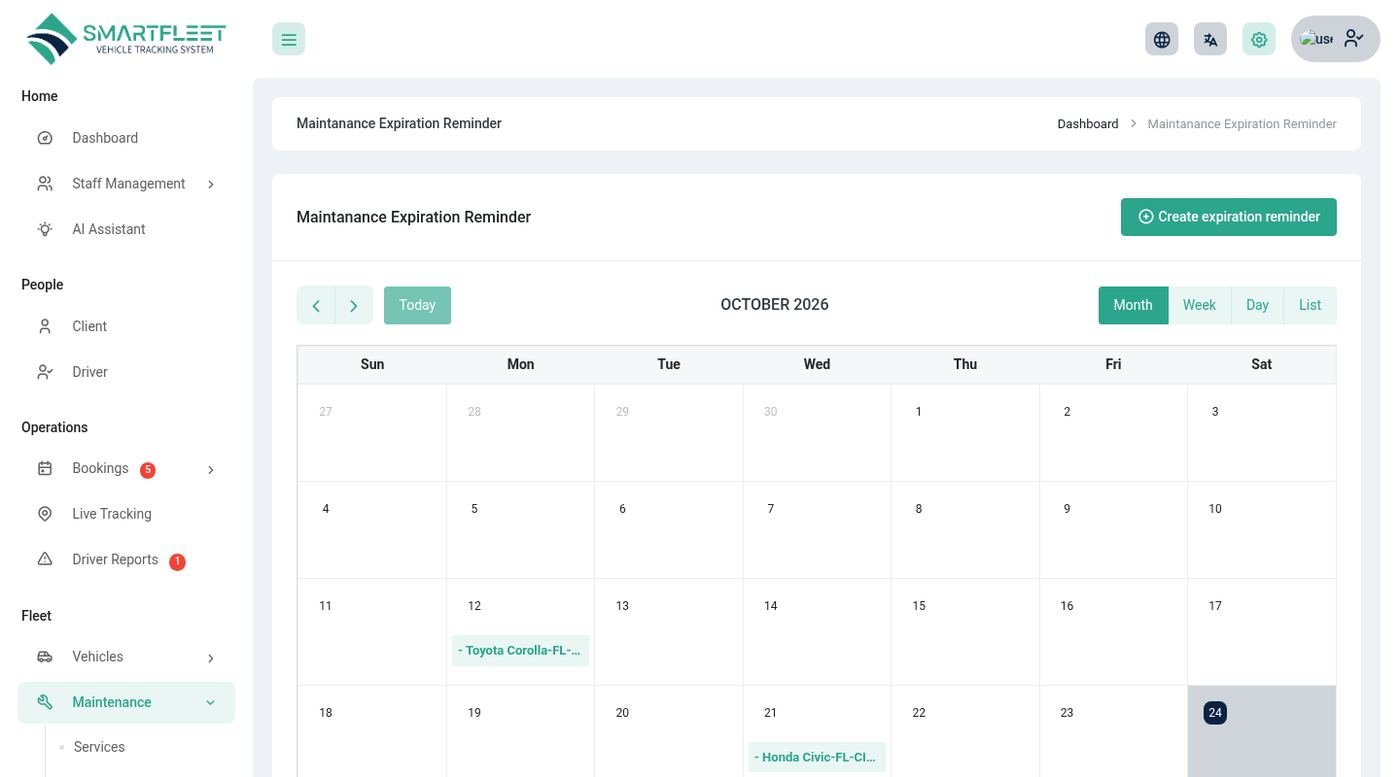 The reminder calendar