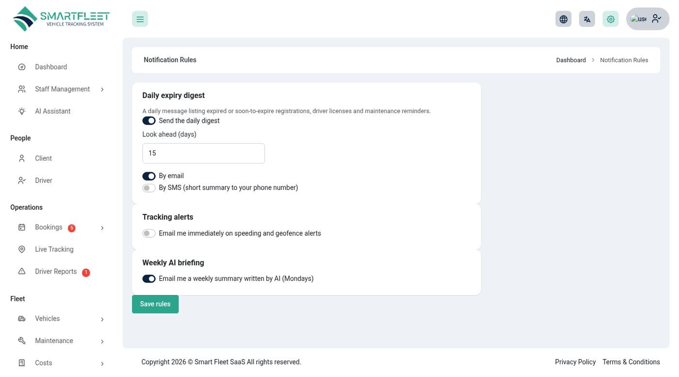 Notification rules