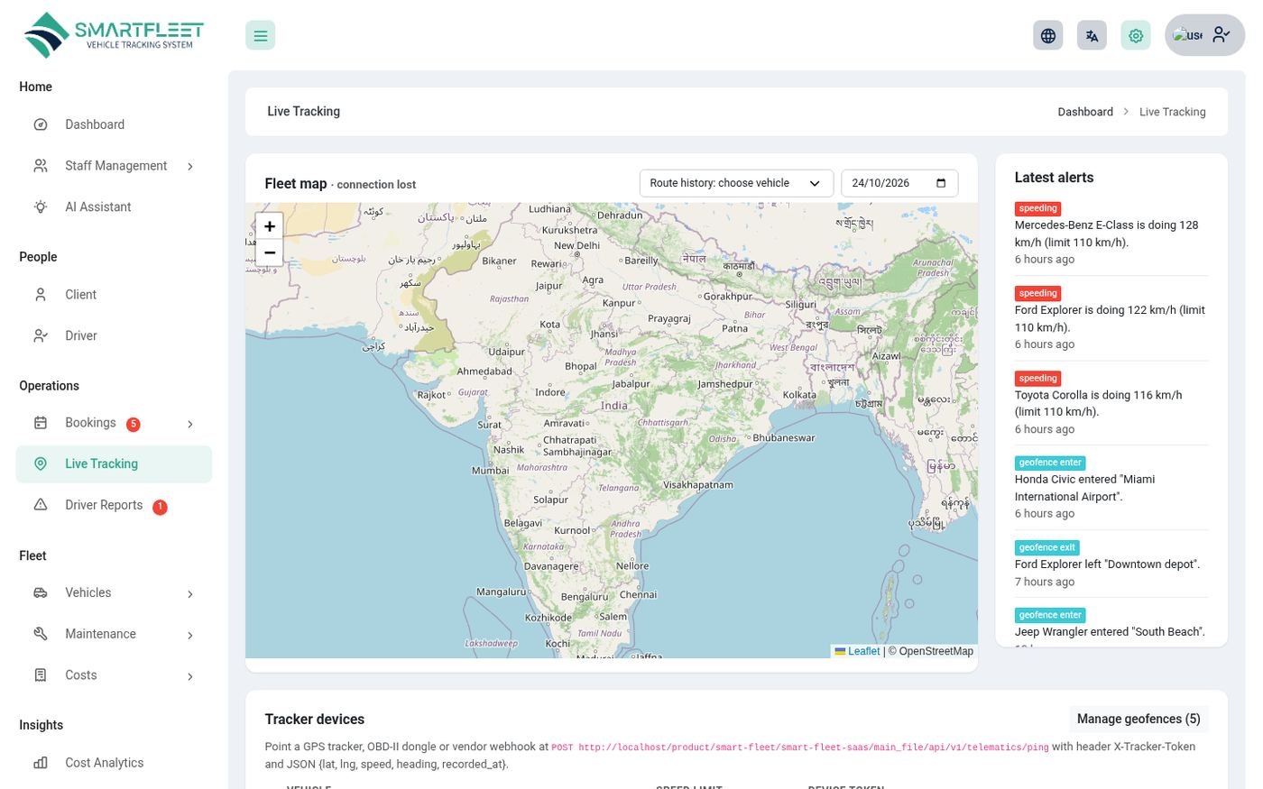 The live tracking map