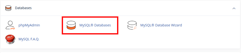 The Databases section of cPanel